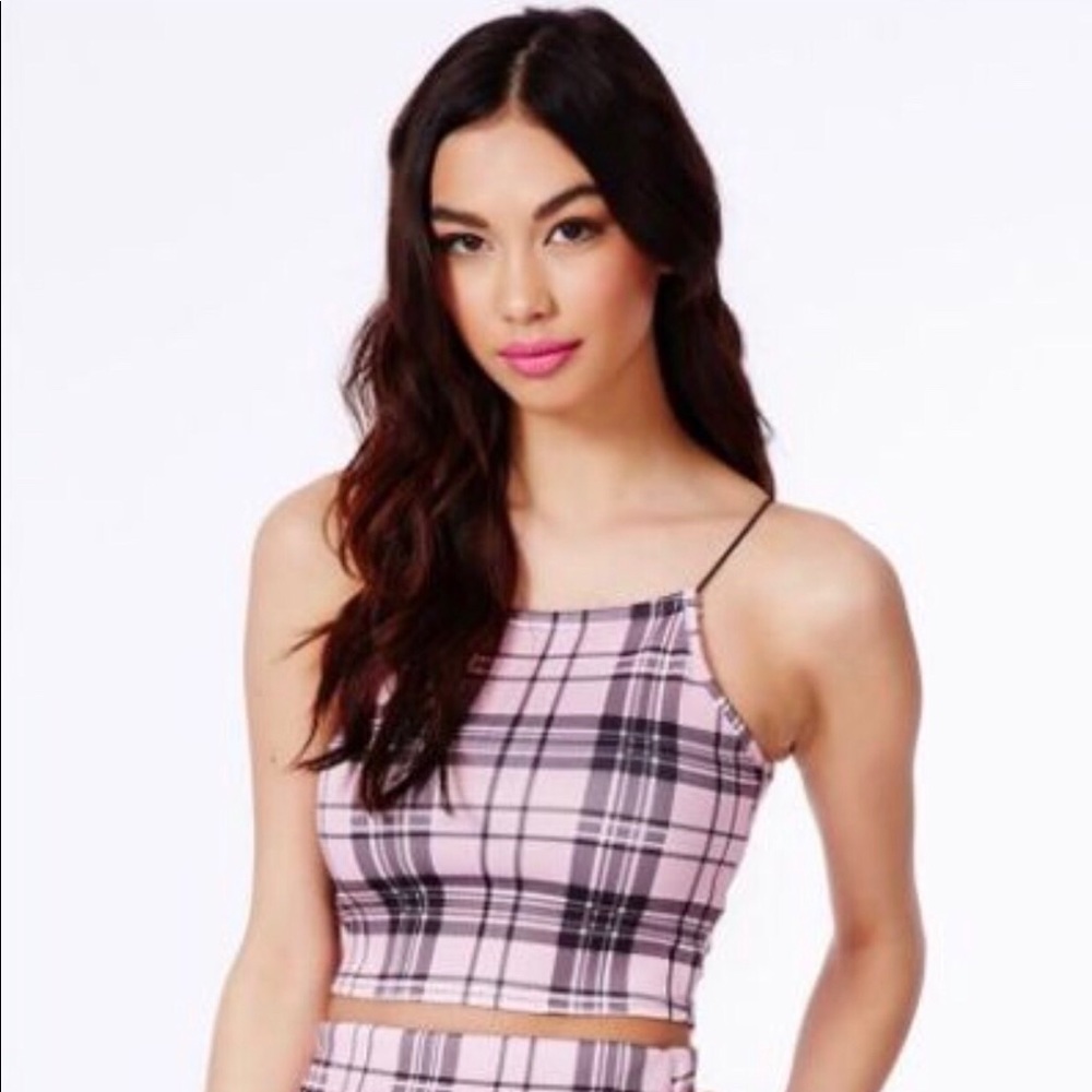 Missguided Plaid Crop Top US 10