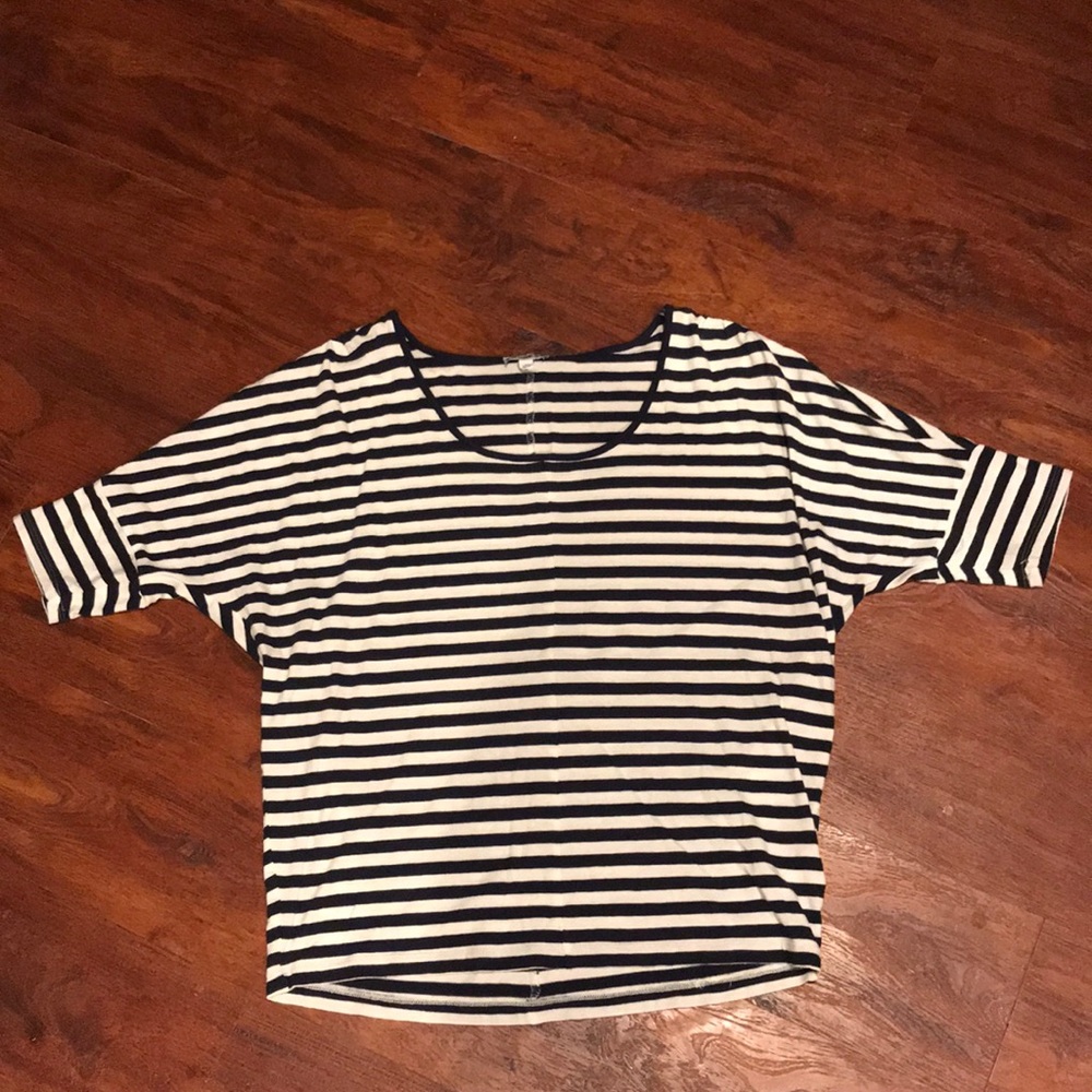 Express Blue and White Striped Oversized Blouse