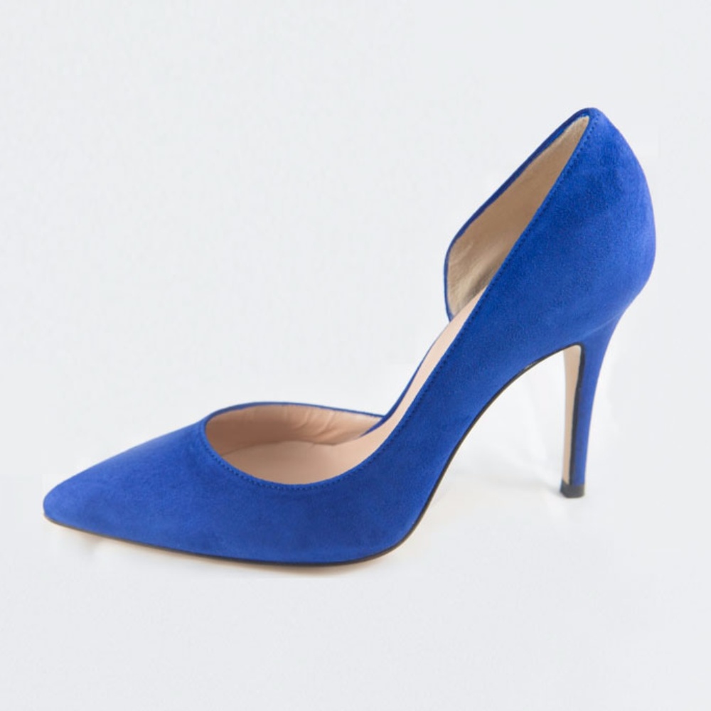 Blue D'Orsay Suede Pointy Toe Heel by Irene Costa