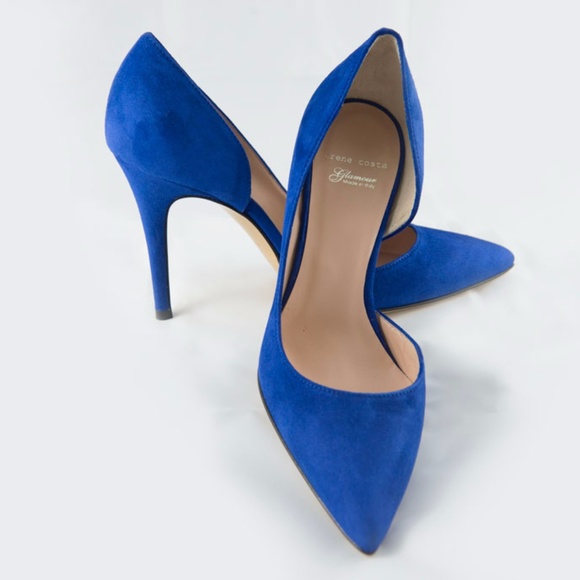 Blue D'Orsay Suede Pointy Toe Heel by Irene Costa - Picture 3 of 6