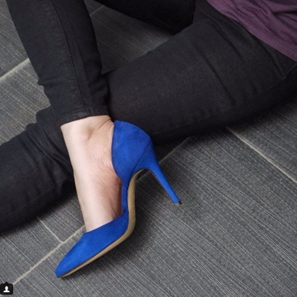 Blue D'Orsay Suede Pointy Toe Heel by Irene Costa - Picture 2 of 6