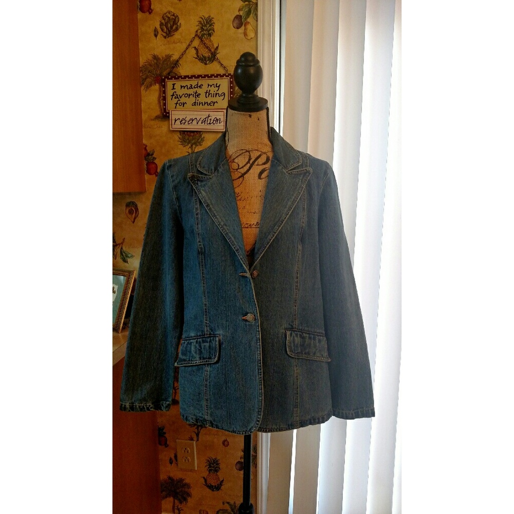 Faded Glory Denim Blazer Jacket Women's Medium