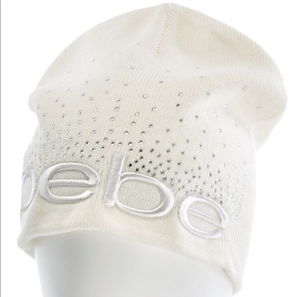 ☃️Bebe Ivory Crystal Stud Beanie NWT