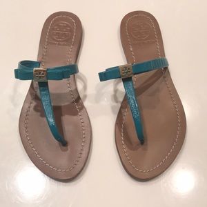 Turquoise with gold hardware Tory Burch sandals