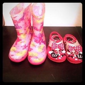 Toddler Minnie mouse rain shoes and sandals