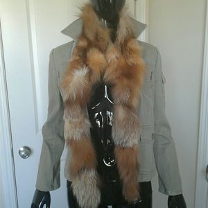 BCBG Maxi Azria Military Fox Fur Jacket