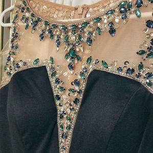 Stunning navy blue fit and flare gown