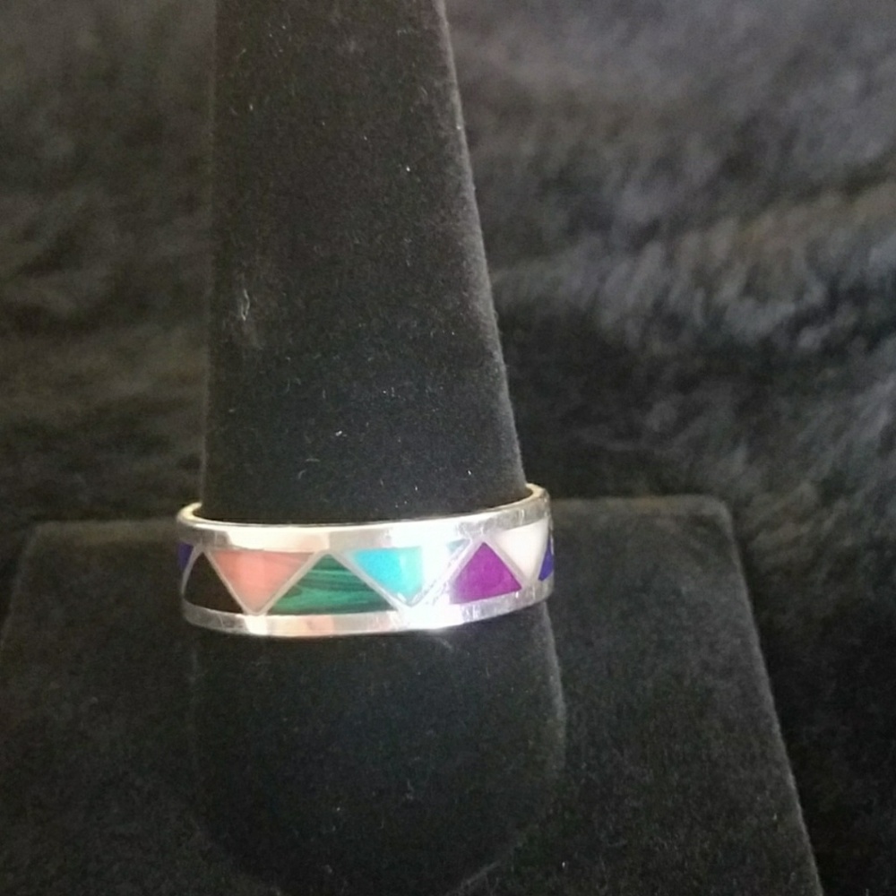 STERLING SILVER. 925 multi stone inlaid