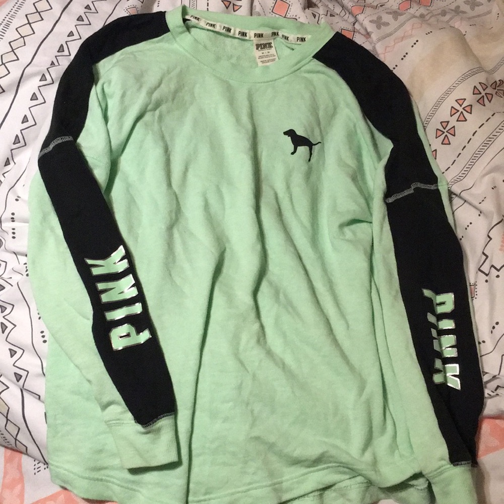 Mint and black Victoria’s Secret crewneck