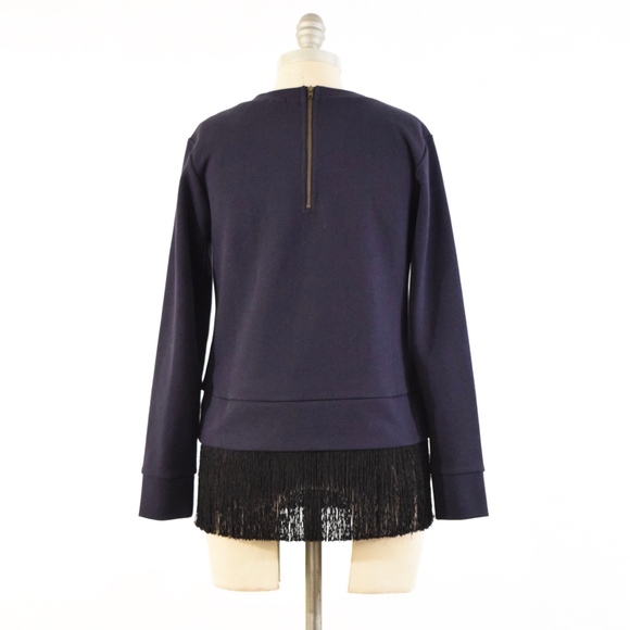 ❌SOLD❌J.Crew Dark Navy Fringe Hem Sweatshirt - Picture 7 of 8