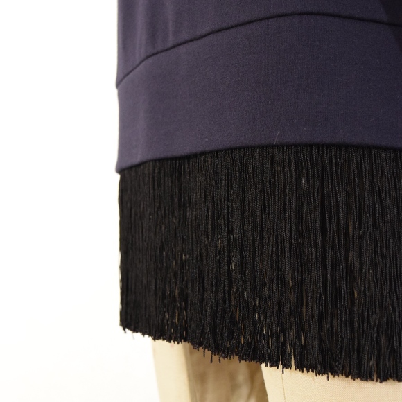 ❌SOLD❌J.Crew Dark Navy Fringe Hem Sweatshirt - Picture 4 of 8