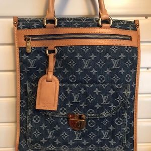 LOUIS VUITTON BLUE DENIM MONOGRAM SAC PLAT BAG