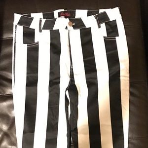 Motel Rocks Pinstripe Jeans Black and White Size L