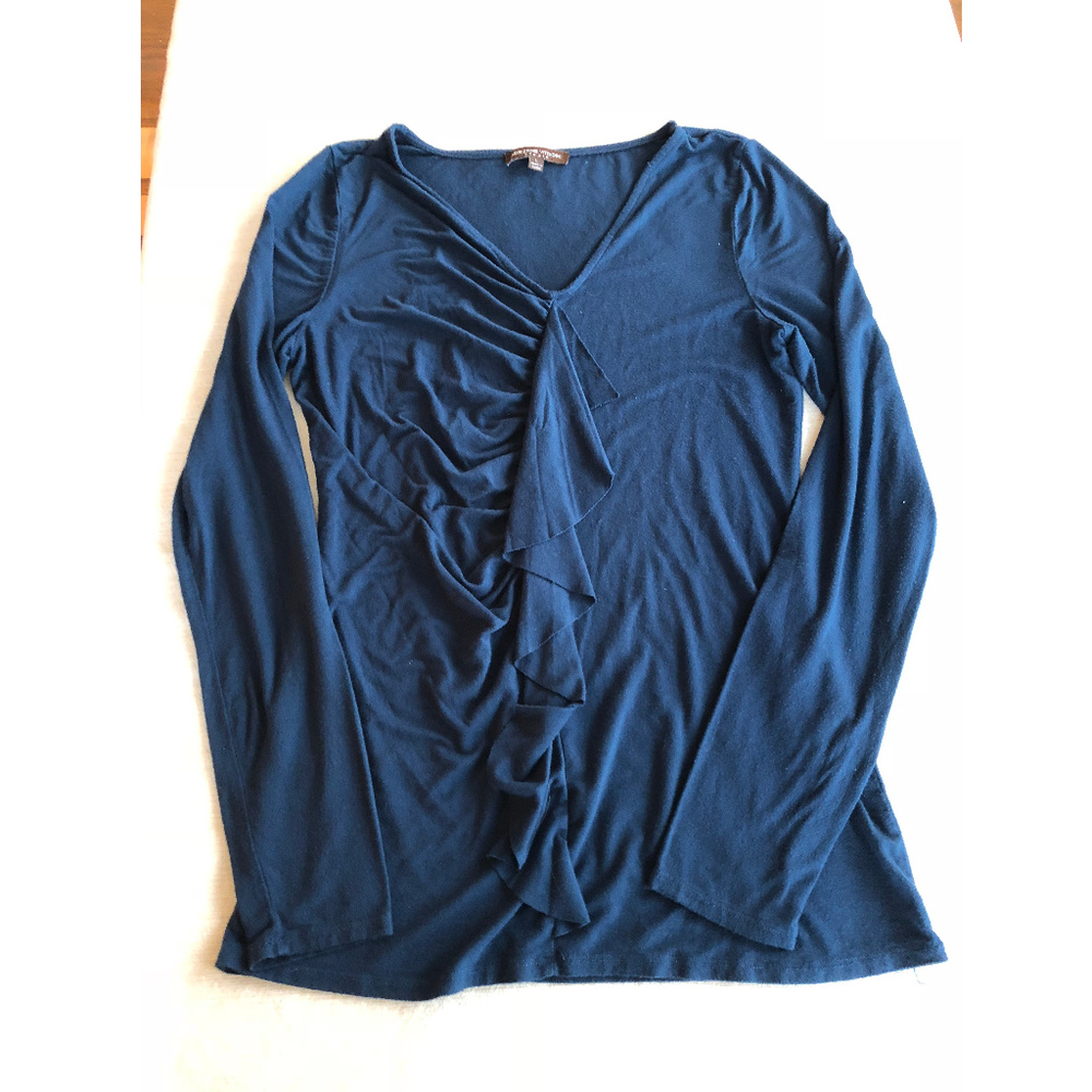 Blue Ruffle Long Sleeve Size L