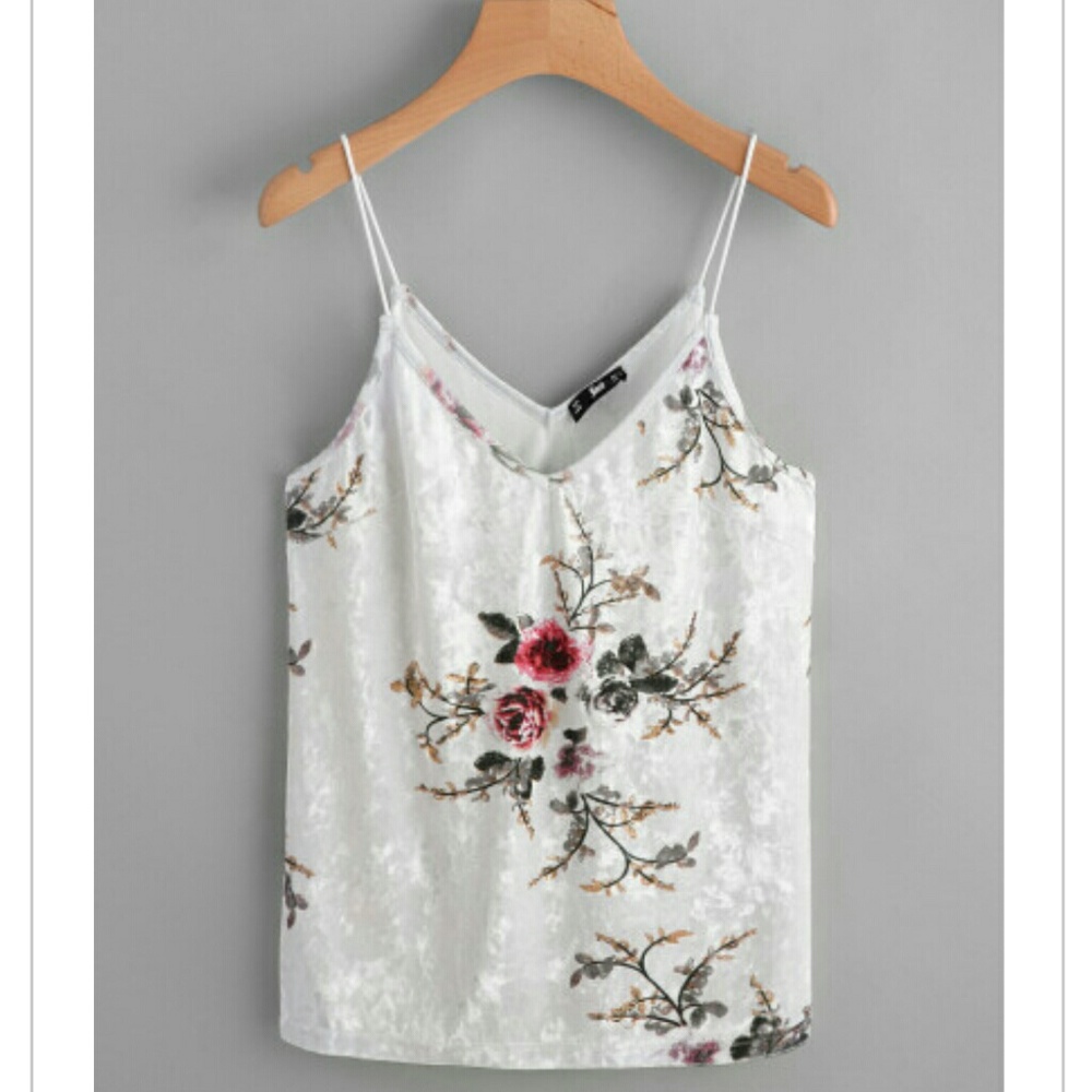 V-Neck Floral Velvet Cami