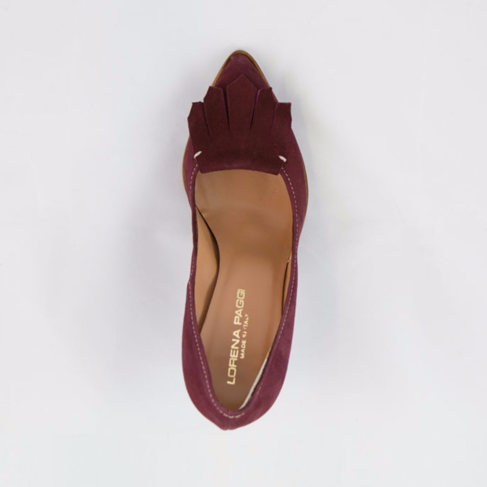 Wine Red Suede Pump Made in Italy