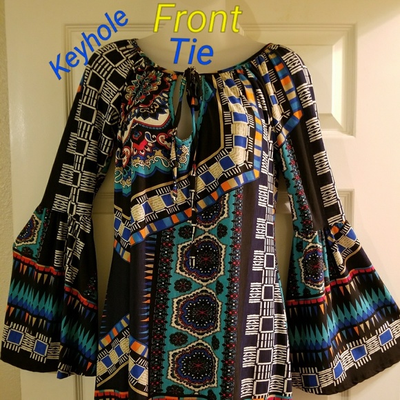 NWT VOLL multi-color geometrical-shapes dress - Picture 1 of 6