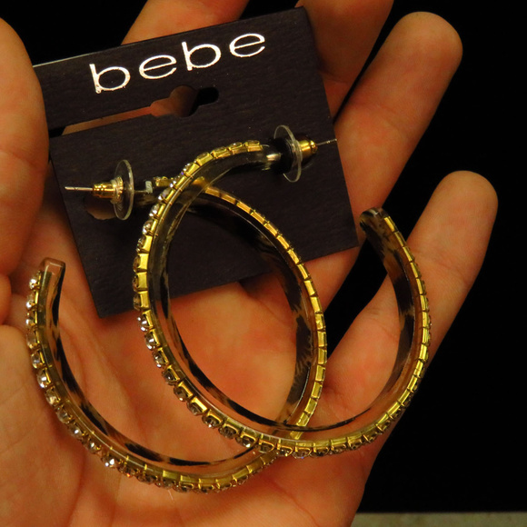 bebe gold hoop rhinestone crystal NWT bbe12 - Picture 4 of 8