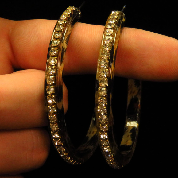 bebe gold hoop rhinestone crystal NWT bbe12 - Picture 7 of 8