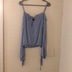 Blue Off-the-Shoulder / Long Sleeve Shirt