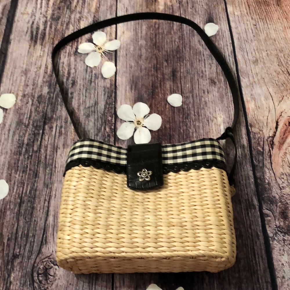 Brighton Basket Purse - Black & Tan Gingham Liner
