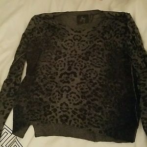 J & J Black/Gray Cheetah Print Sweater Med