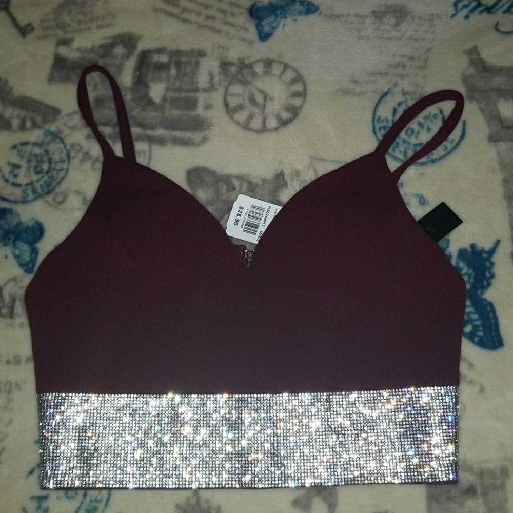 Jeweled sleeveless crop top