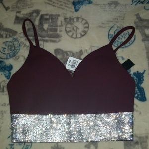 Jeweled sleeveless crop top