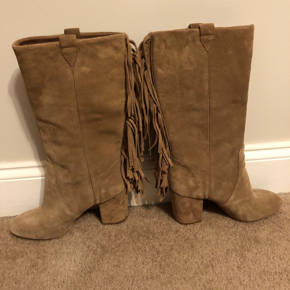 Fringe suede boots
