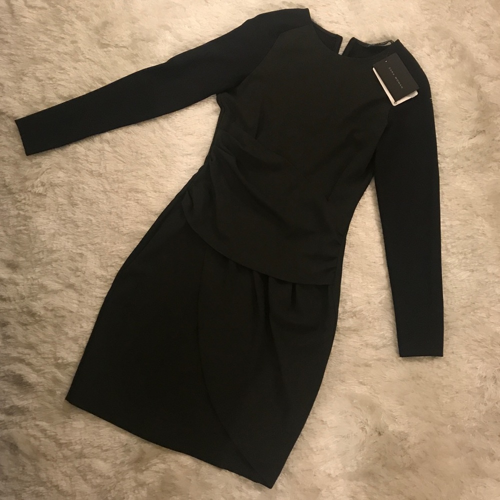 New ZARA black and olive green fitted dress XS
