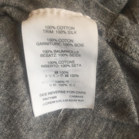 J Crew Roll Sleeve T-Shirt Bow Medium Gray Black - Picture 8 of 8