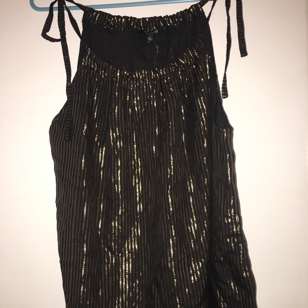Sold!Madewell J Crew black and gold flowy silk top