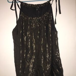 Sold!Madewell J Crew black and gold flowy silk top