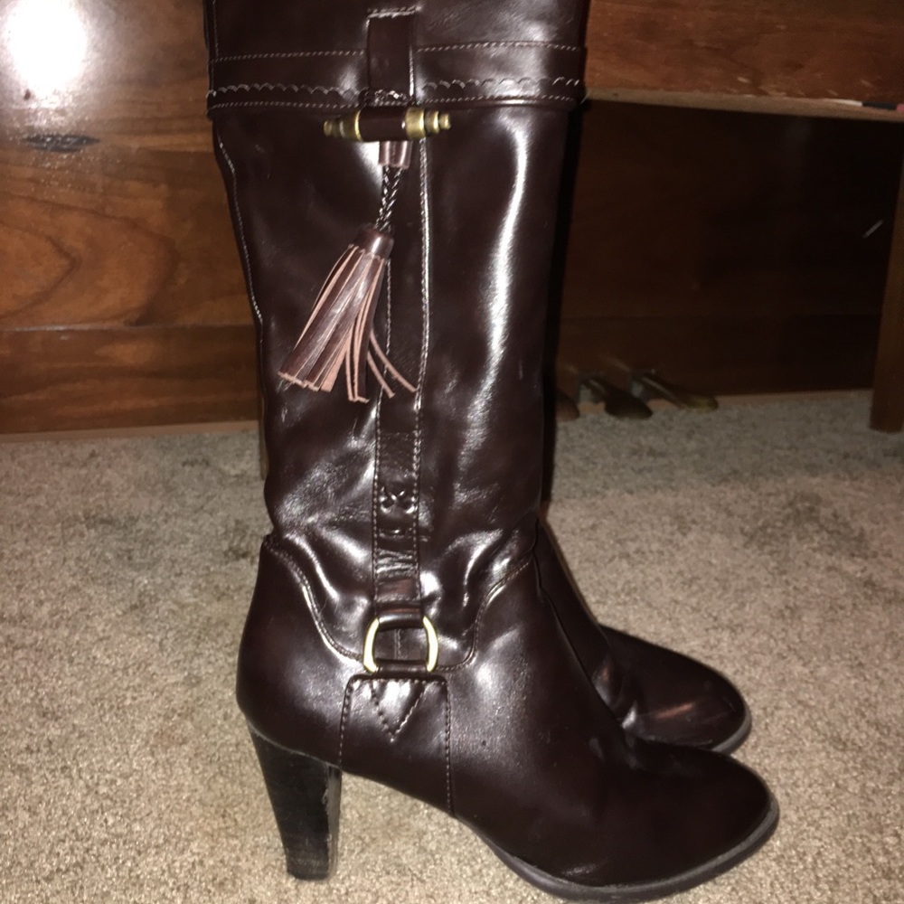 Karma Dark Brown Leather Boots with Tassel