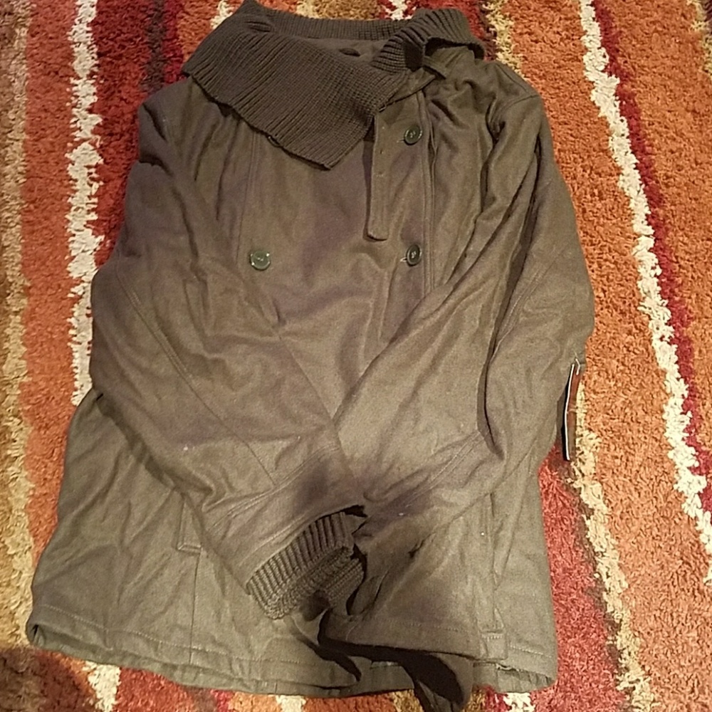 Olive winter peacoat
