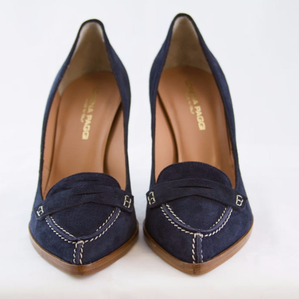 Dark Blue Suede Handmade Italian leather Pump