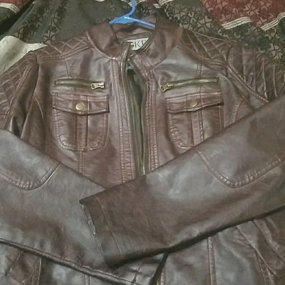 BKE brown faux leather jacket