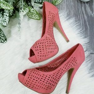 Playful Pink peep toe heels