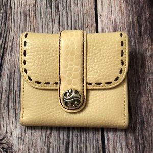 BRIGHTON Cream Mini-Wallet w/Brown Stitched Trim