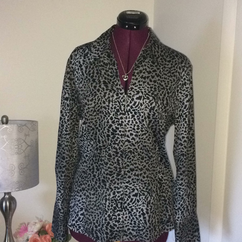 Jones New York leopard blouse.