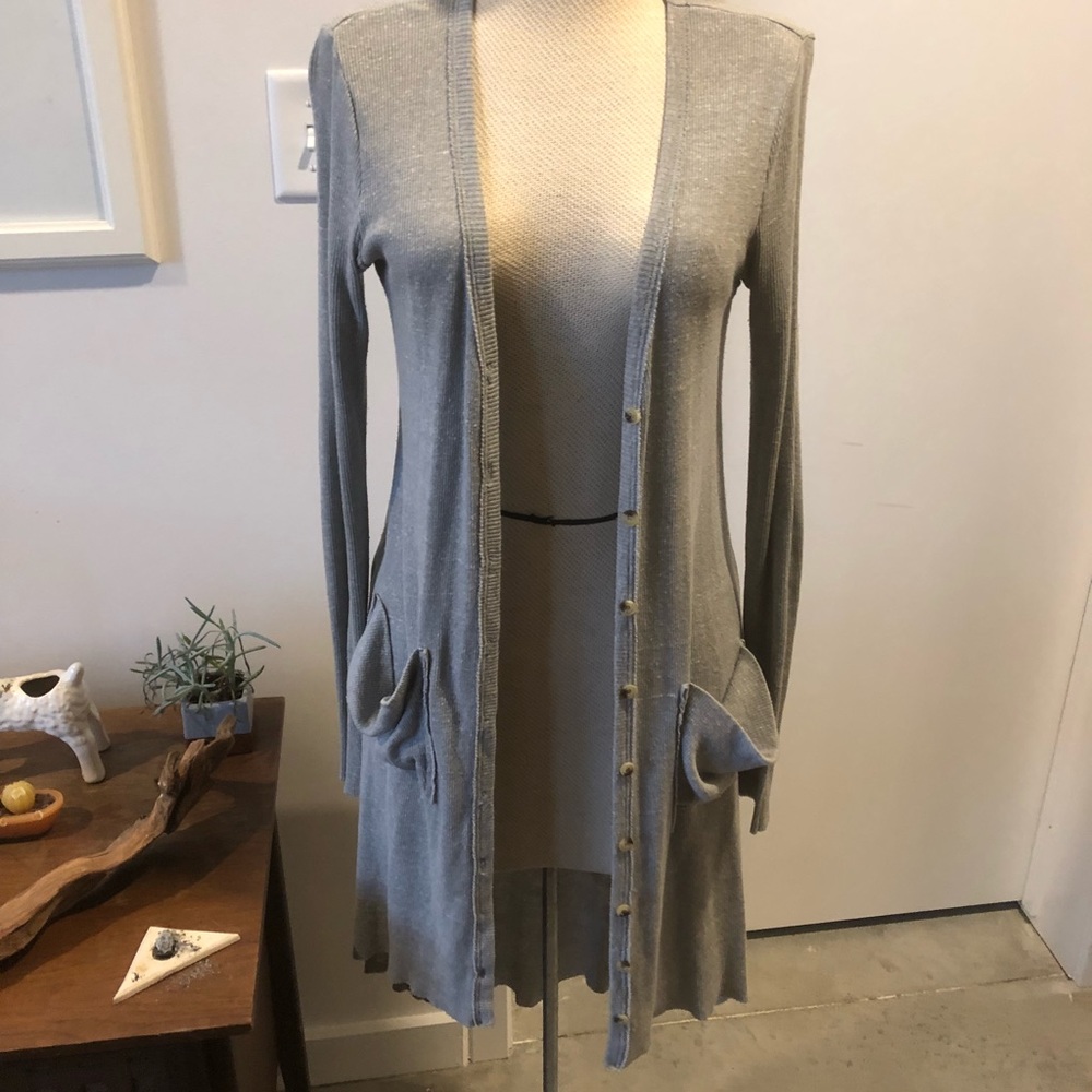 Gray long cardigan