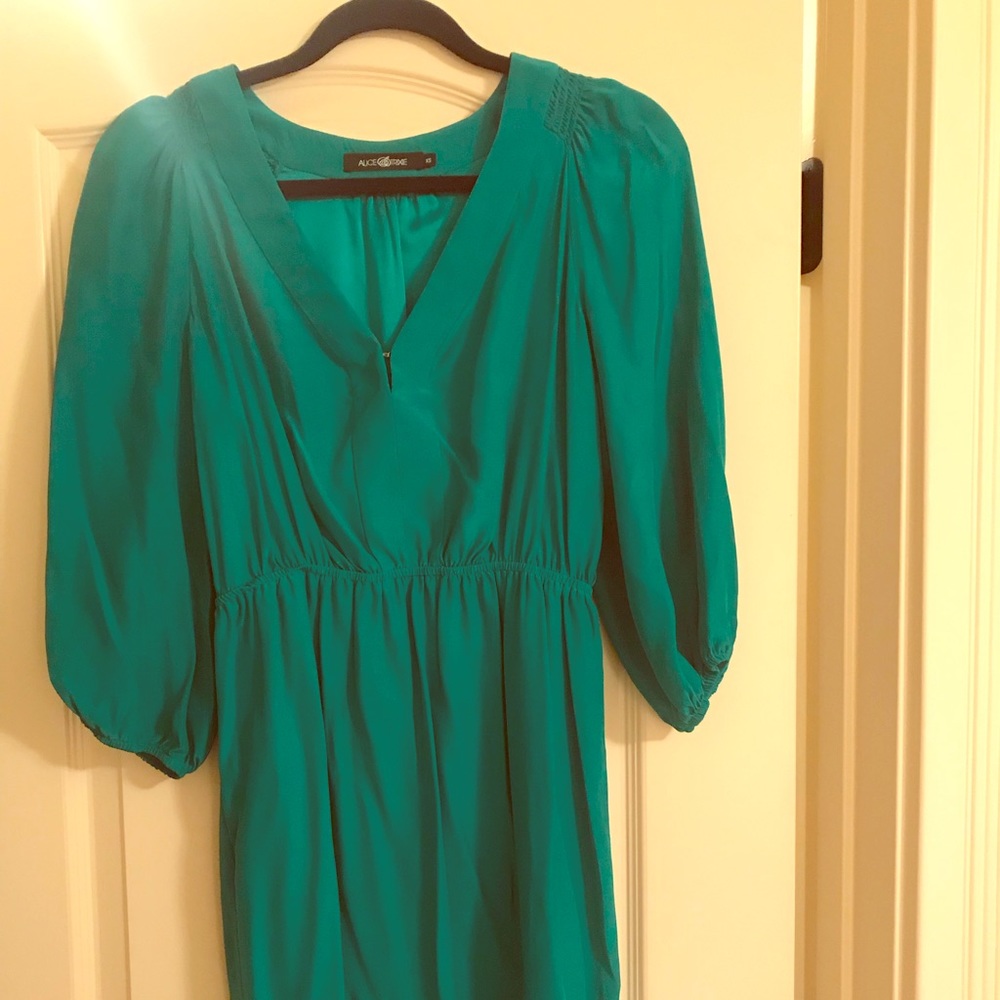 Alice and Trixie silk emerald green dress