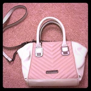 Mint and tan crossbody bag