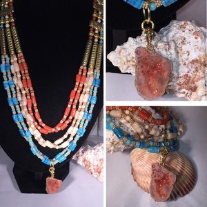 NWOT Layered Agate Druzy Necklace – Multi WD10952