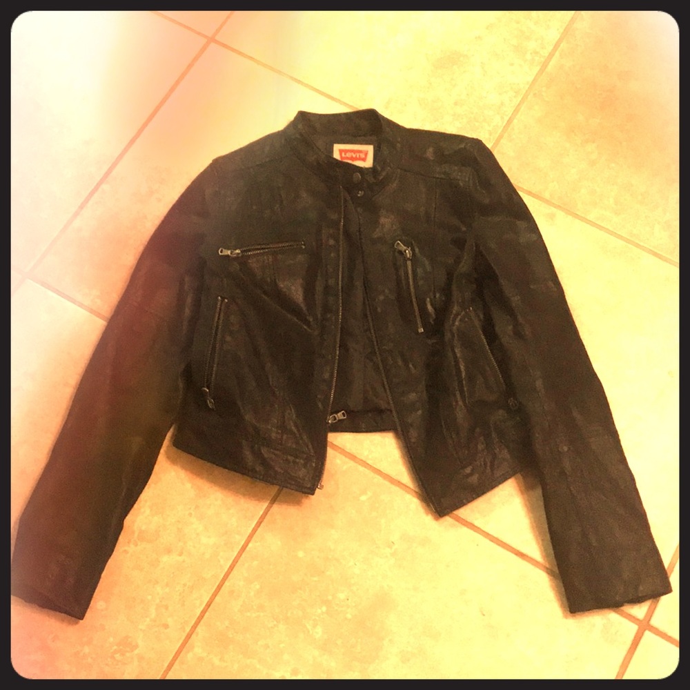 black  ( light shimmer ) leather jacket by Levi’s
