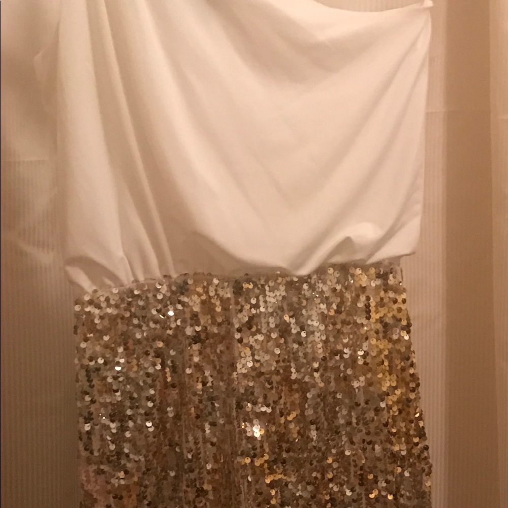 One shoulder dress silver and gold skirt - Picture 1 of 3