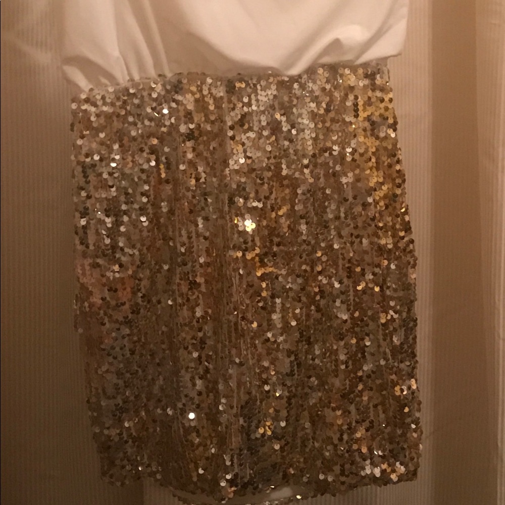 One shoulder dress silver and gold skirt - Picture 2 of 3