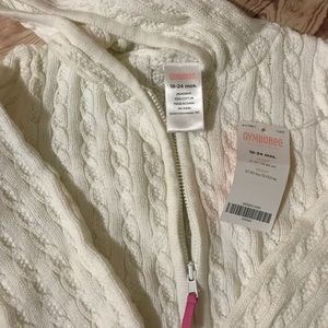 NWT white hooded sweater. 18-24 months, Gymboree.