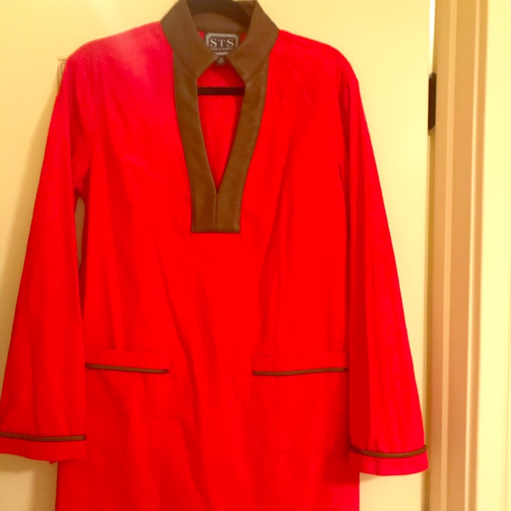 Sail to Sable red corduroy and leather dress