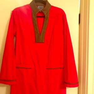 Sail to Sable red corduroy and leather dress